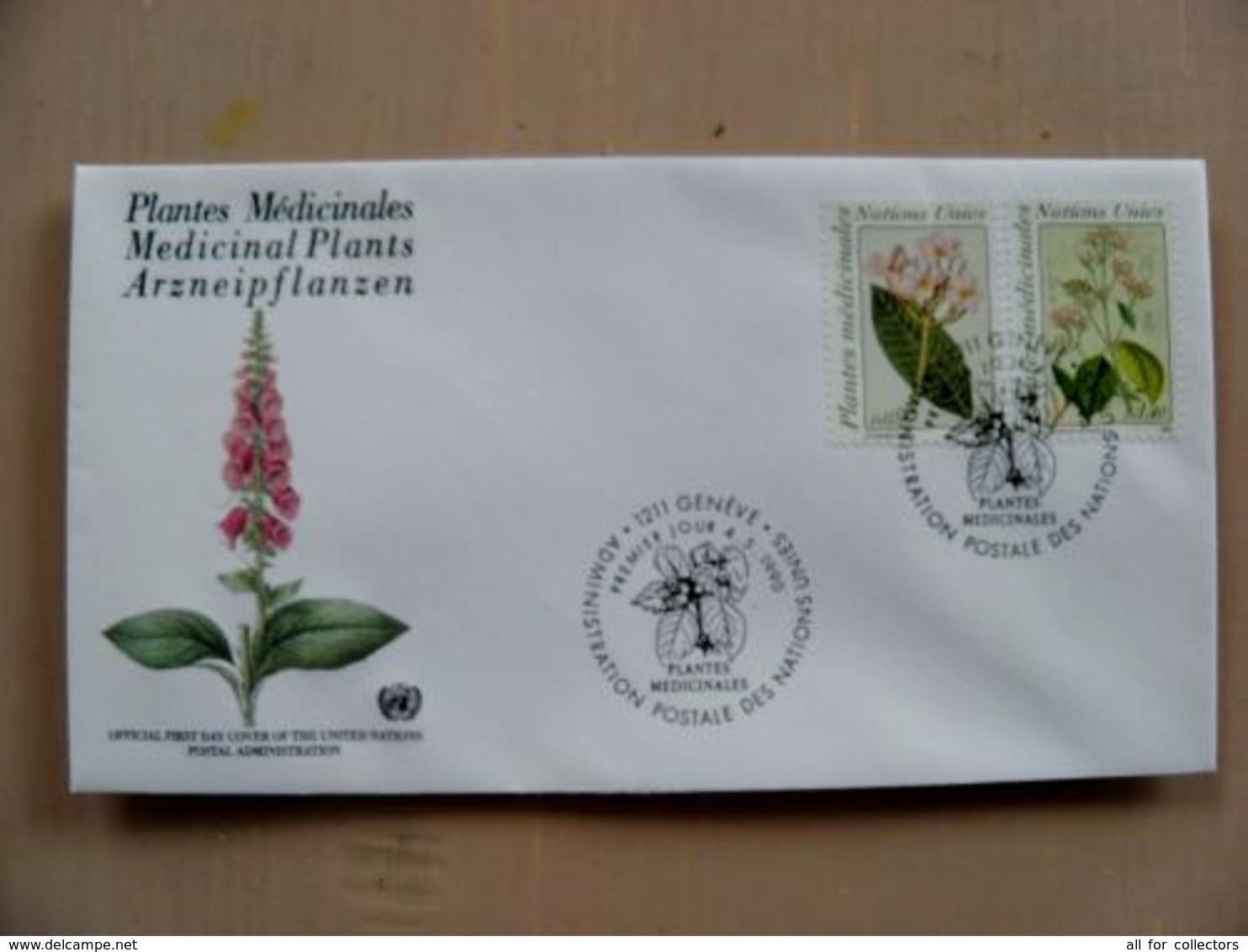 Fdc Cover UN United Nations Geneve Switzerland 1990 Flowers Flora Plants Medical - Covers & Documents