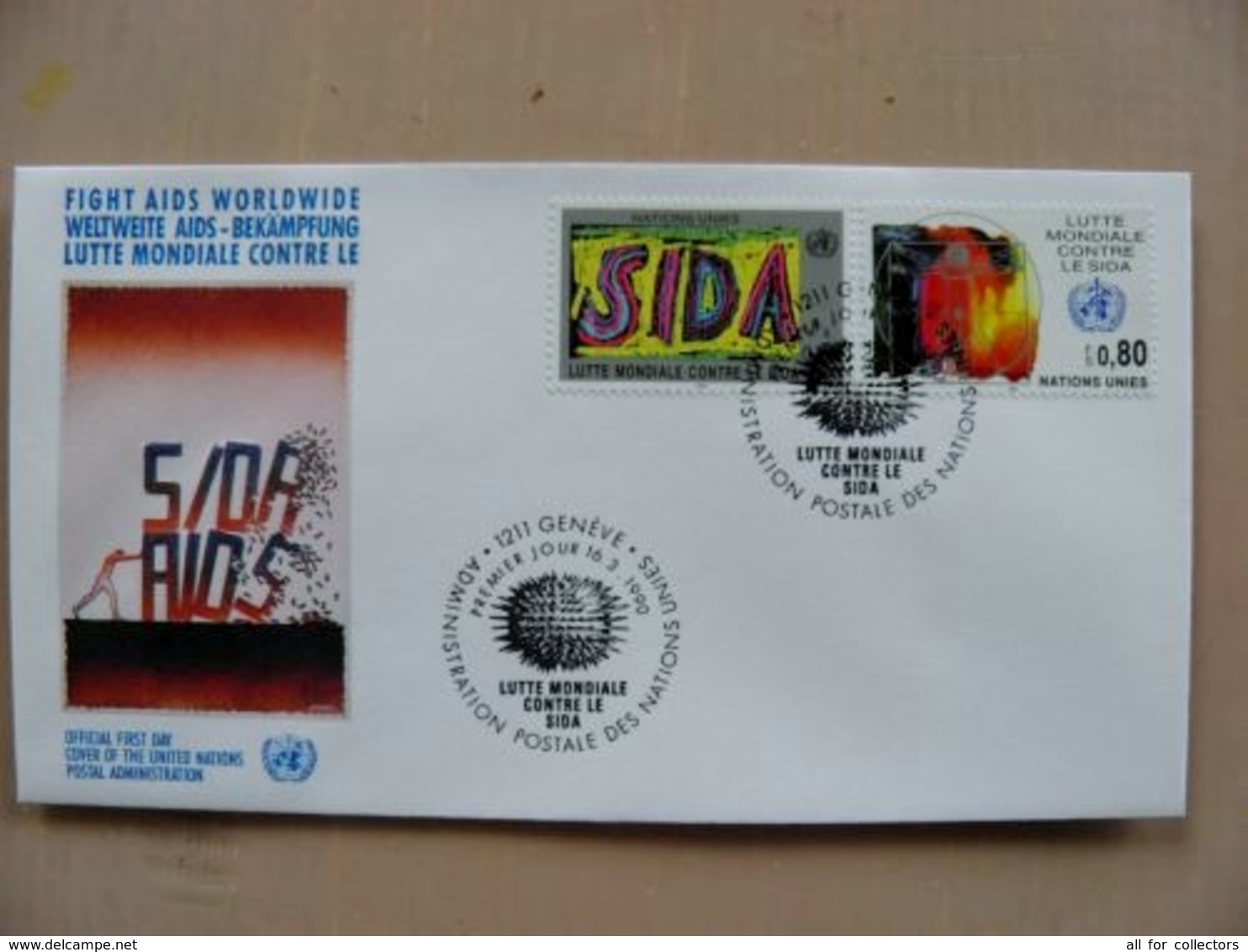 Fdc Cover UN United Nations Geneve Switzerland 1990 Sida Aids - Covers & Documents