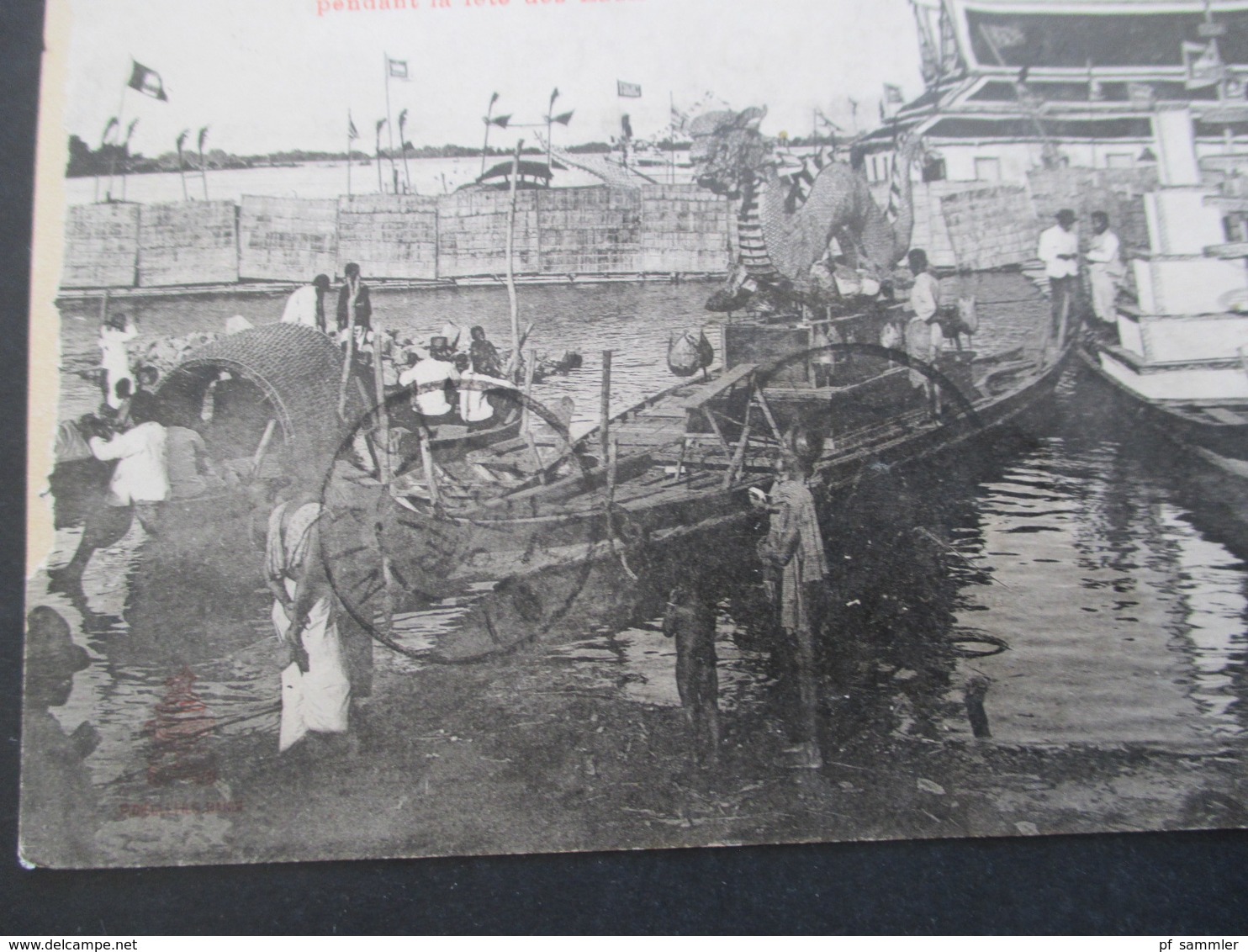 Kambodscha Cambodge 1910 AK Phnom Penh Drachen Figur Auf Einem Boot Stempel Tonkin Nach Nürnberg Gesendet - Cambodge