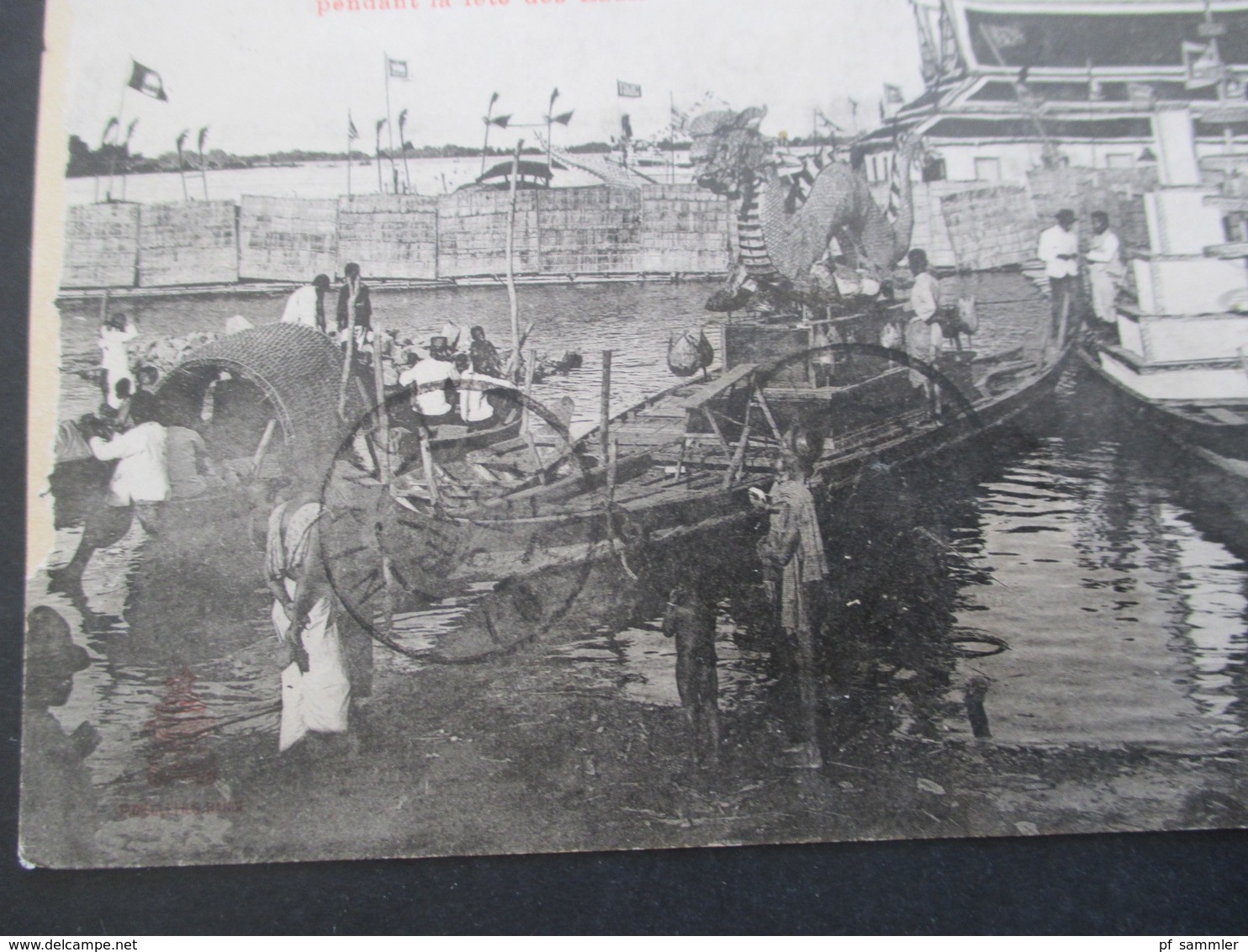 Kambodscha Cambodge 1910 AK Phnom Penh Drachen Figur Auf Einem Boot Stempel Tonkin Nach Nürnberg Gesendet - Cambogia