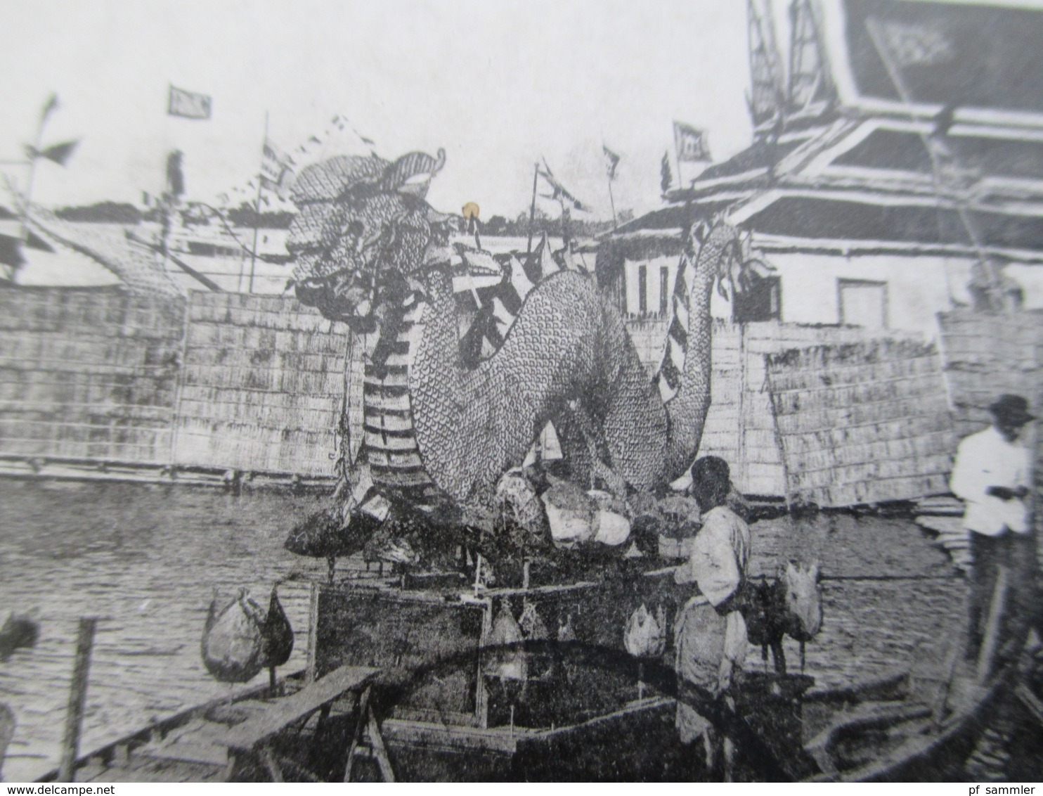 Kambodscha Cambodge 1910 AK Phnom Penh Drachen Figur Auf Einem Boot Stempel Tonkin Nach Nürnberg Gesendet - Cambodja