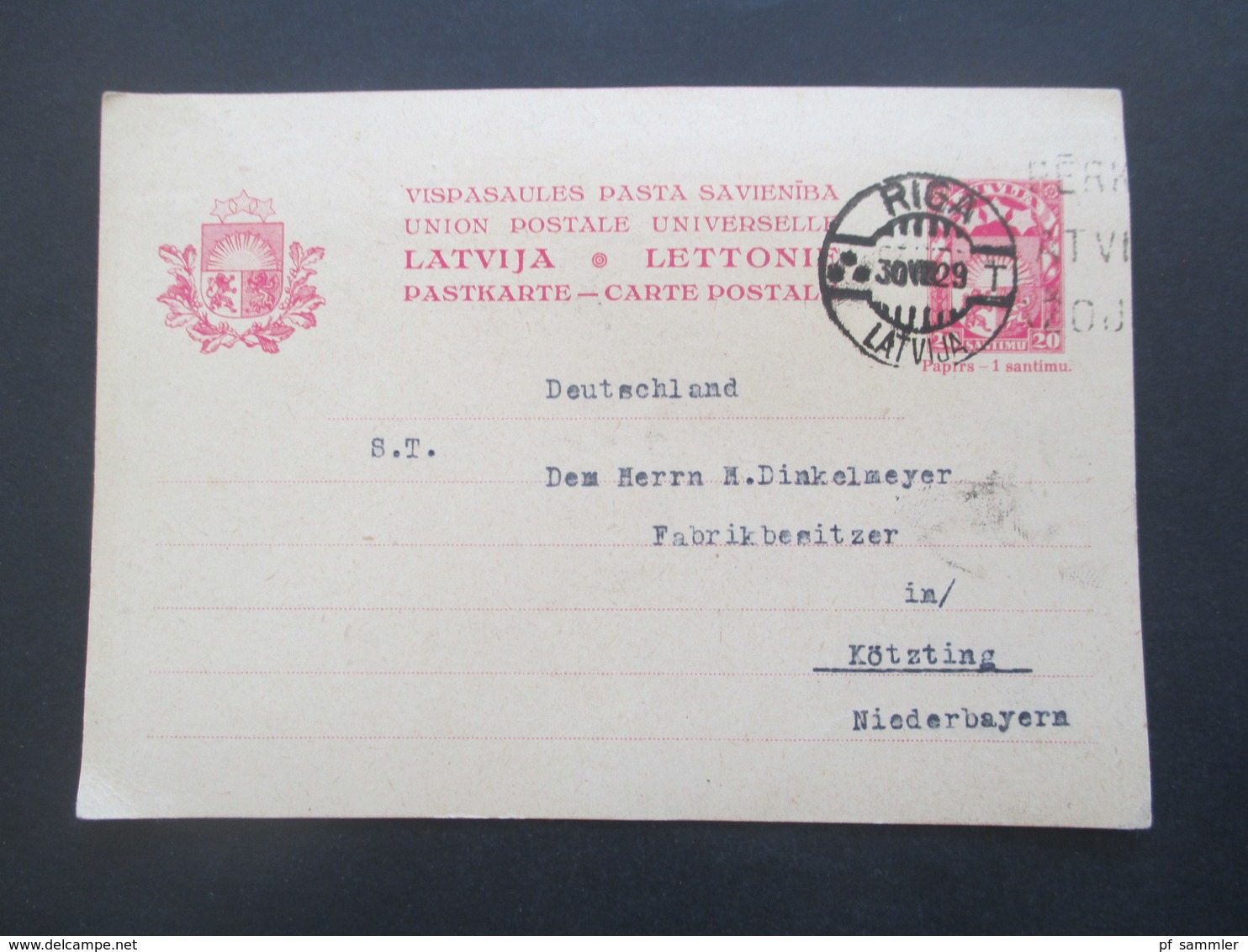 Lettland 1929 Ganzsache Stempel Riga Latvija Nach Kötzing In Niederbayern - Letonia