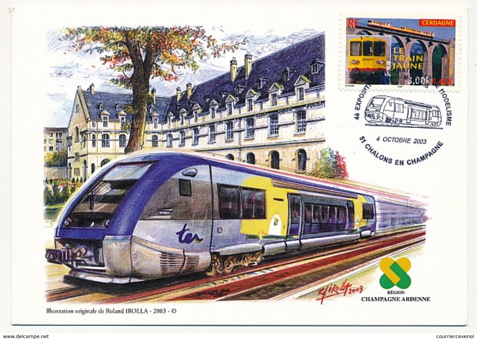 FRANCE - Cachet Temp "4eme Exposition...de Modélisme - Chalons En Champagne - 4/10/2003" Sur CPM - Trenes