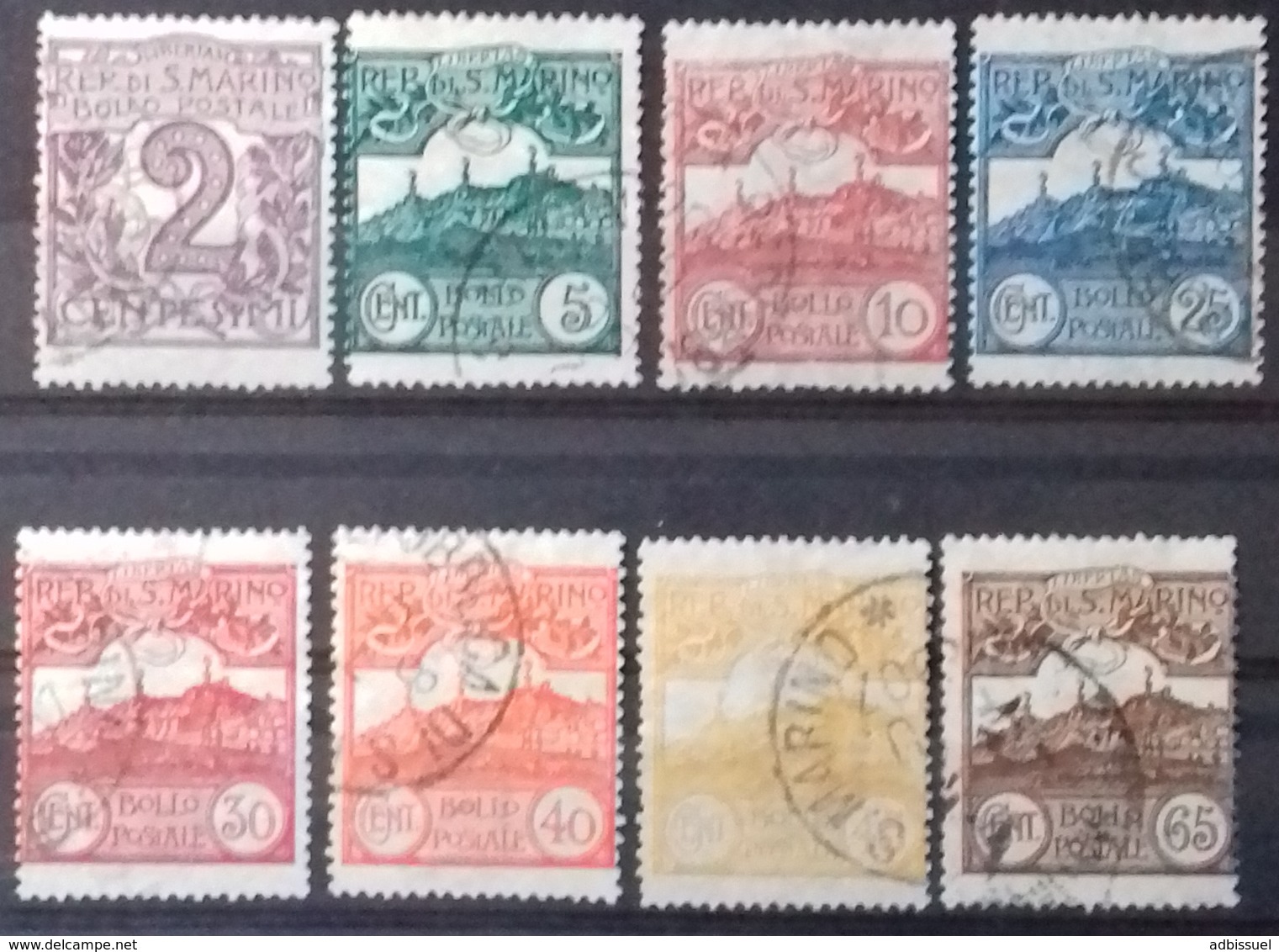 SAINT-MARIN N° 34 à 36 + 38 à 42 COTE 78 € OBLITERES 1903 - Used Stamps