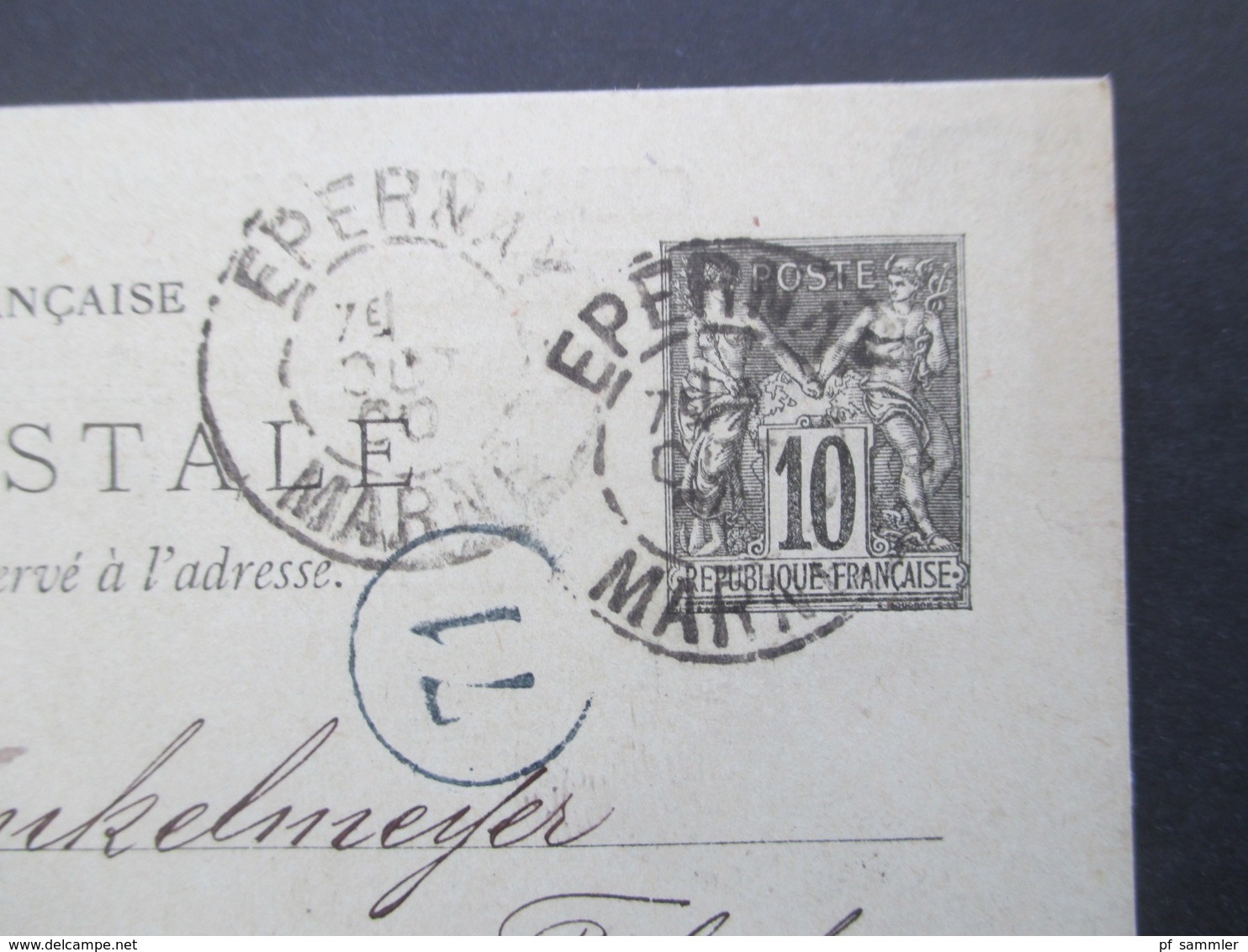 Frankreich 1900 Ganzsache Stempel Epernay Marne Gedruckte Firmenkarte Grand Vins De Champagne E. Mercier & Co - 1898-1900 Sage (Tipo III)