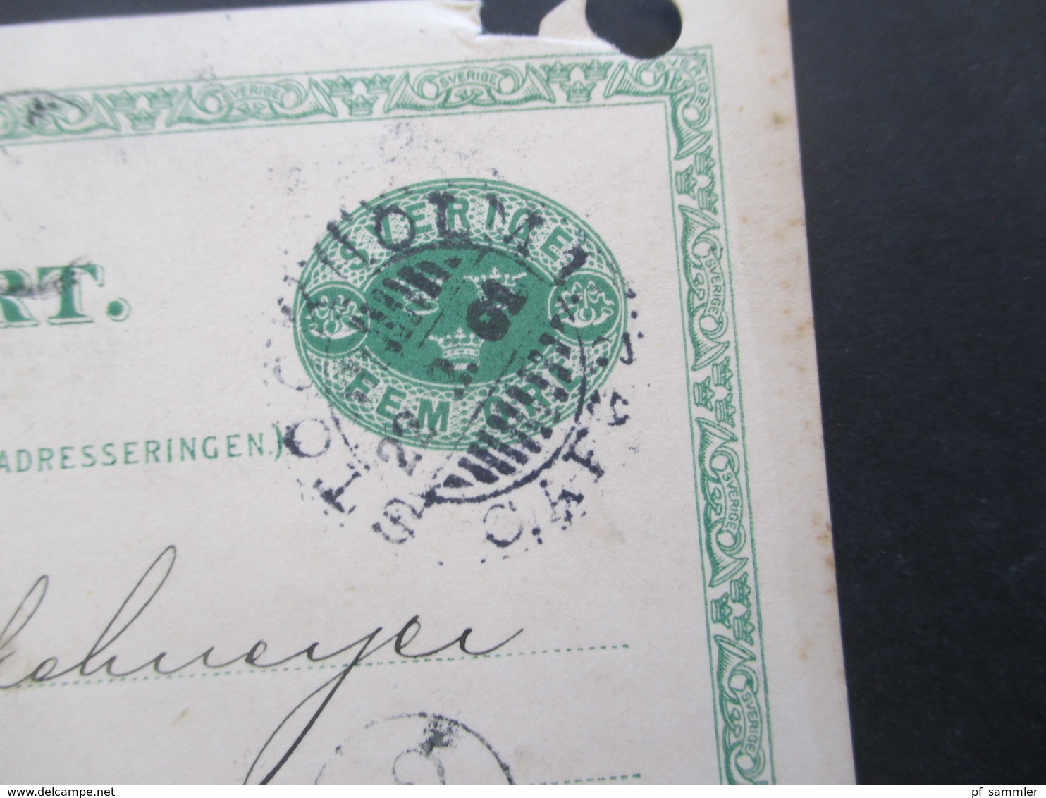 Schweden 1901 Ganzsache Mit Zusatzfrankatur Und Schifsspost Stempel Trelleborg - Sassnitz 142 Nach Nürnberg - Lettres & Documents