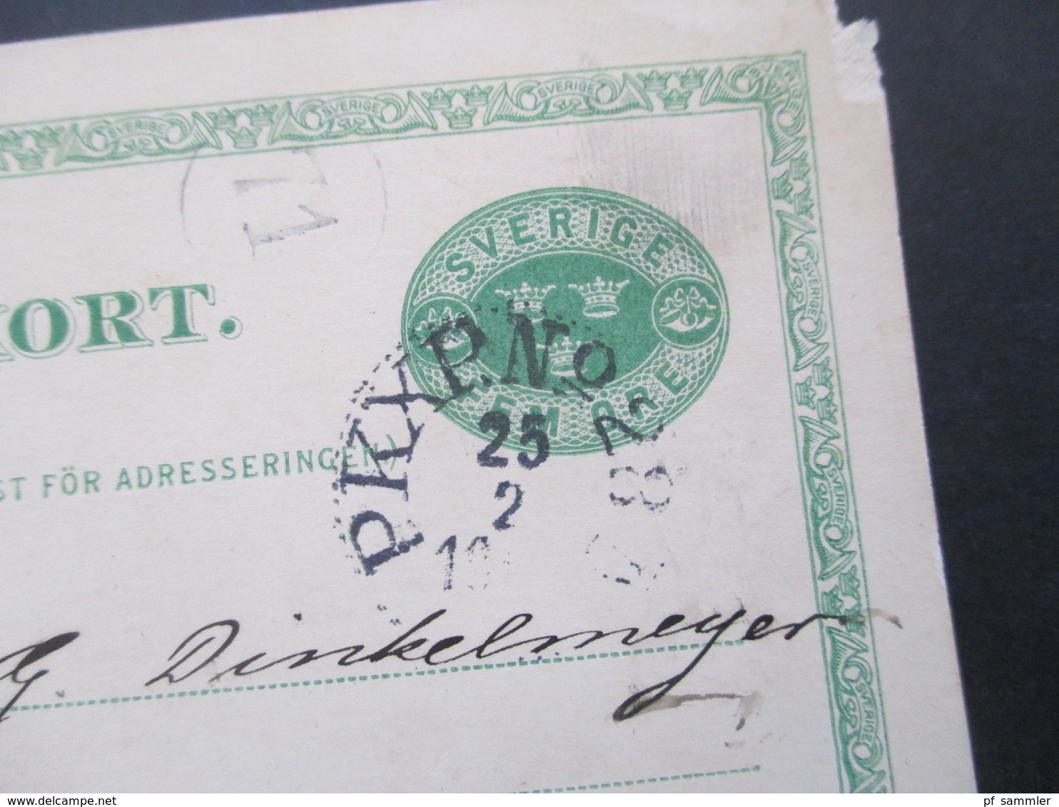 Schweden 1900 Ganzsache Zusatzfrankatur Abgelöst Und Kleiner Schifsspost Stempel Trelleborg - Sassnitz Nach Nürnberg - Lettres & Documents