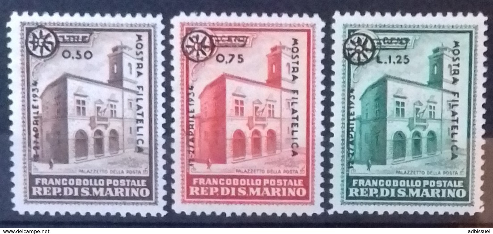 SAINT-MARIN N° 181 à 183 COTE 48 € NEUFS * MH EXPOSITION PHILATELIQUE DE MILAN - Unused Stamps