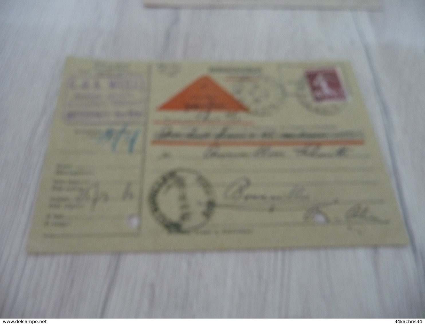 Lettre France Contre Remboursement 15 C Semeuse Rouge Brun Bi Lingue Allemand Alsace Lorraine 1936 - Briefe U. Dokumente
