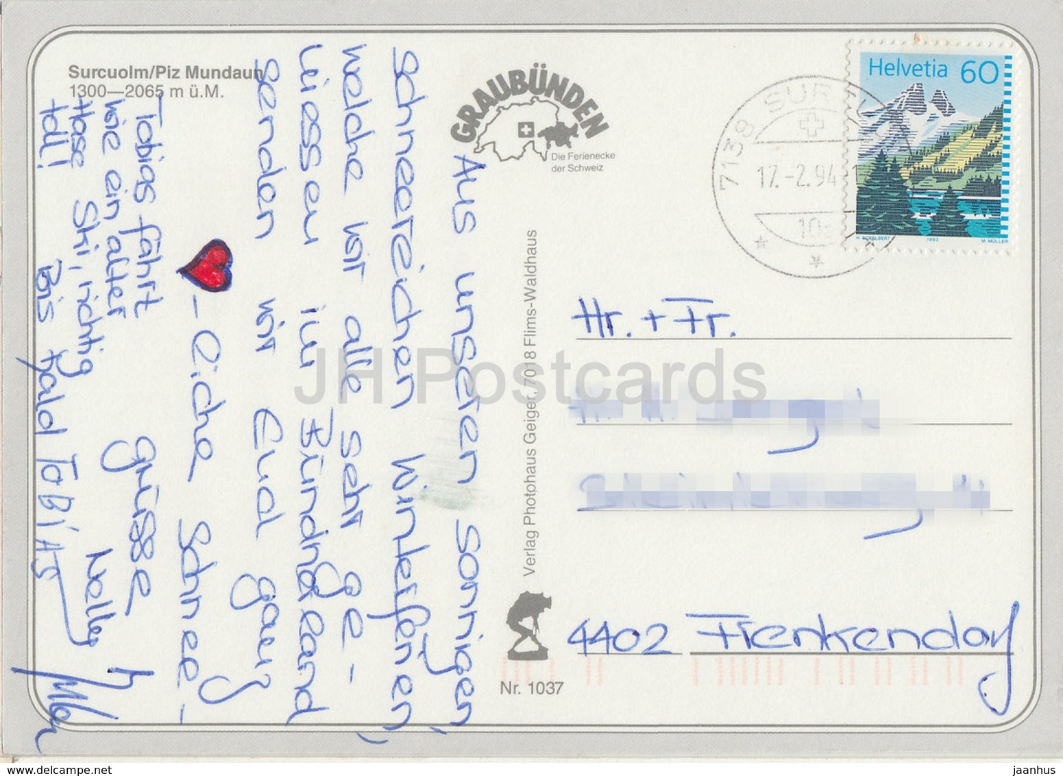 Piz Mundaun - Surcuolm - Skiing - Ski Resort - 1994 - Switzerland - Used - Mundaun