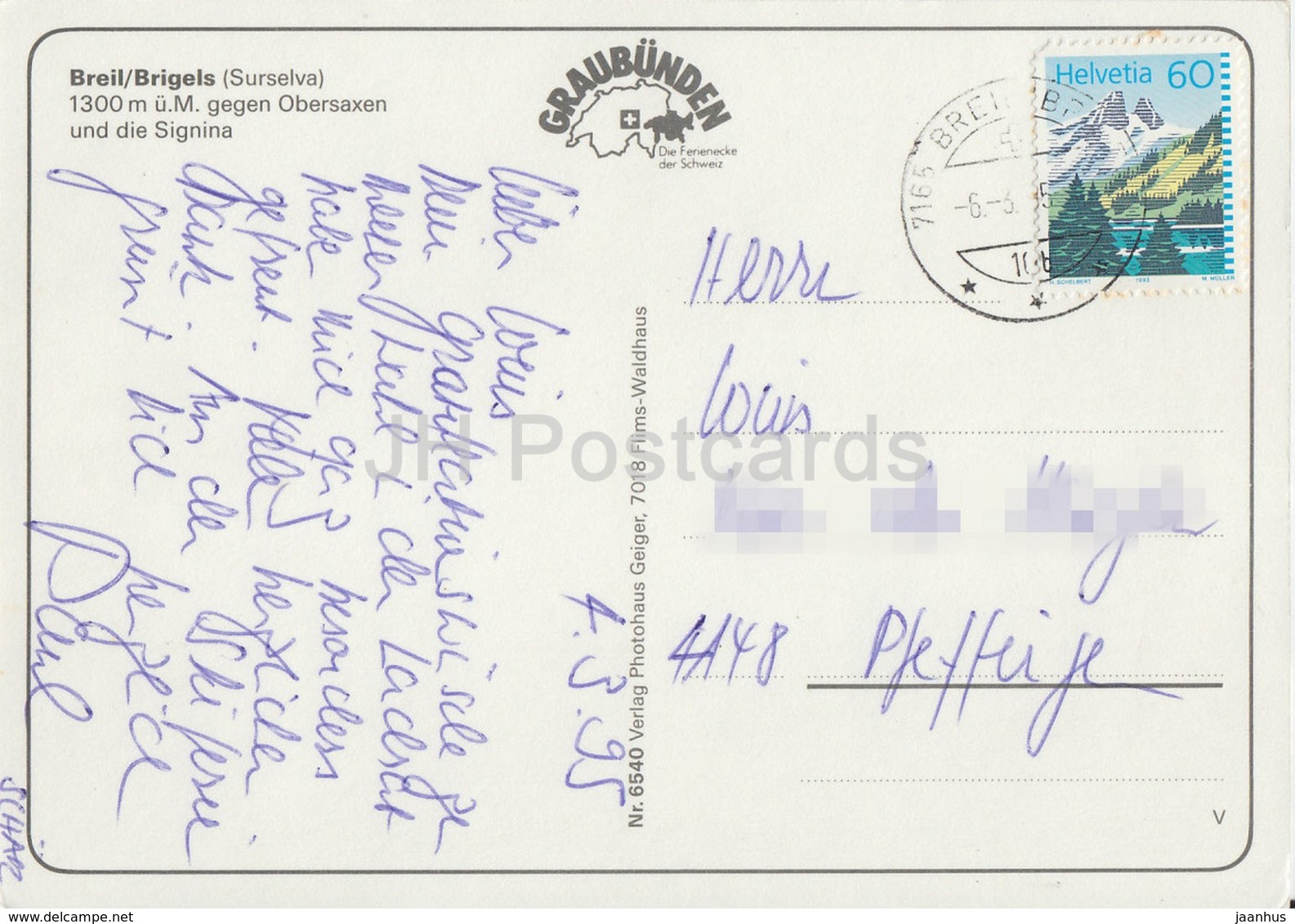 Breil - Brigels 1300 M - Obersaxen - Signina - 6540 - 1995 - Switzerland - Used - Breil/Brigels