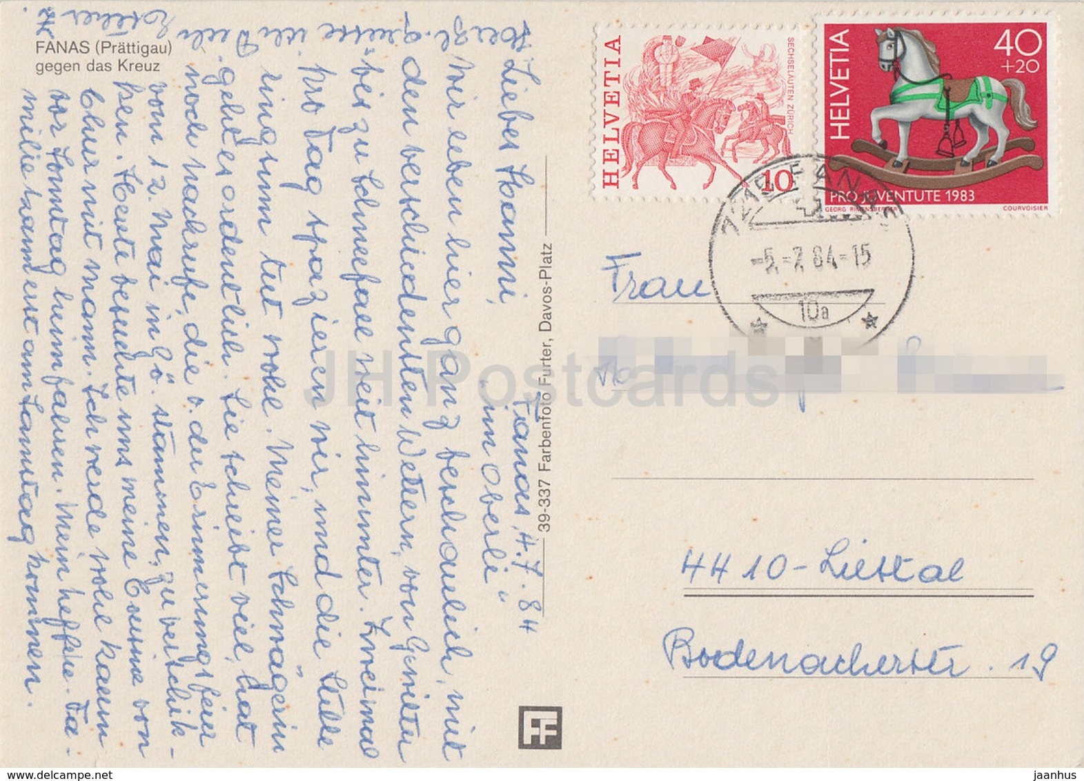 Fanas - Prattigau - Gegen Das Kreuz - 1984 - Switzerland - Used - Fanas