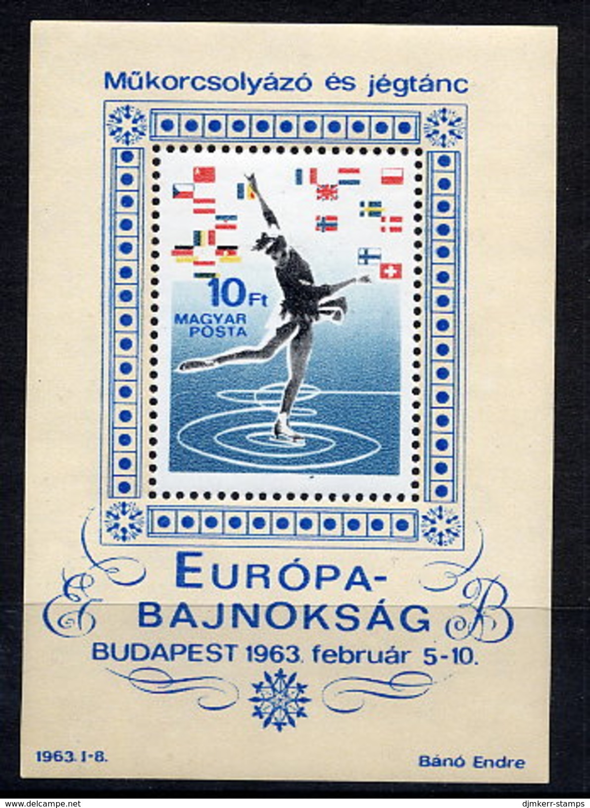 HUNGARY 1963 European Skating Championships  Block MNH / **.  Michel Block 37 - Blocs-feuillets