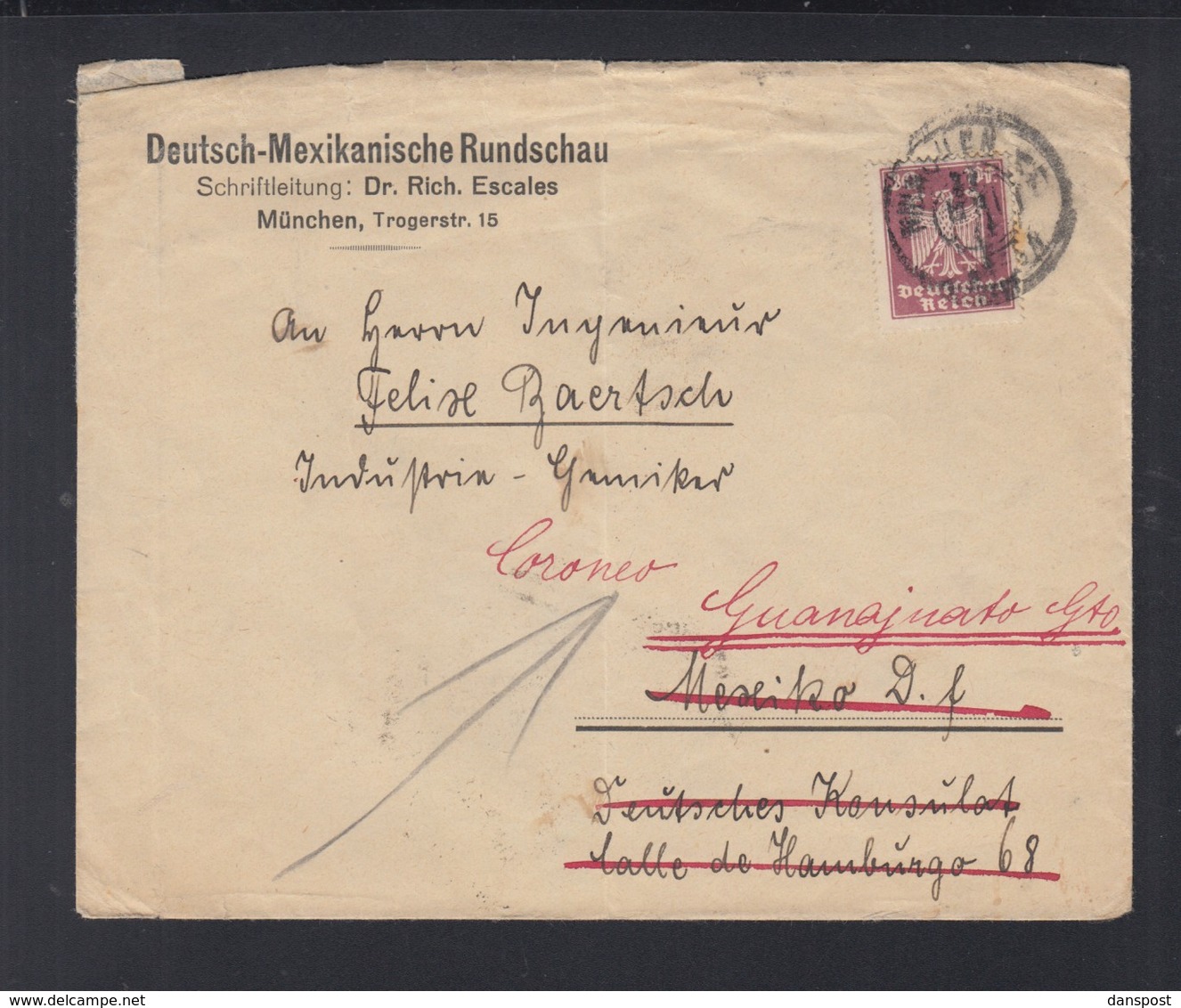 Dt. Reich Brief 1925 München Nach Mexiko - Covers & Documents