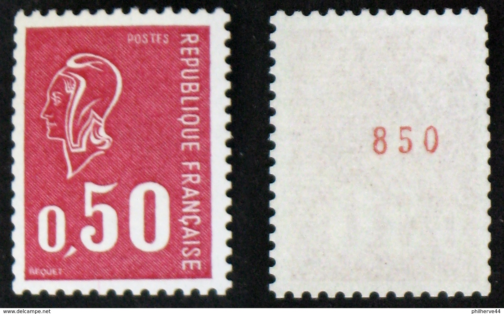 N° 1664b 50c BEQUET Roulette N° Rouge Neuf N** TB Cote 25€ - 1971-1976 Marianne De Béquet