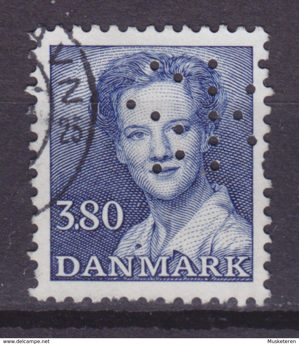 Denmark Perfin Perforé Lochung (S31) 'SK' Søllerød Kommune, Holte 3.80 Margrethe II. (2 Scans) - Variedades Y Curiosidades