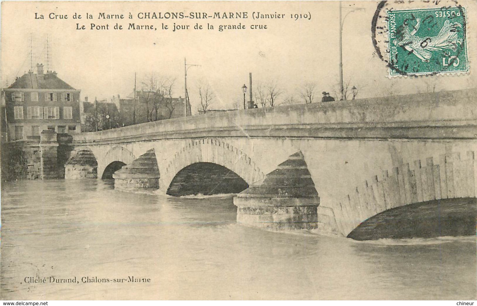 CHALONS SUR MARNE LA CRUE DE LA MARNE 1910 LE PONT DE MARNE JOUR DE LA GRANDE CRUE - Châlons-sur-Marne