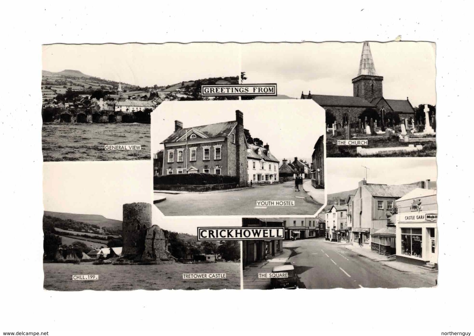 CRICKHOWELL, Breconshire, Wales, England, Greetings From Crickhowell, 196? Multi-View  Real Photo Postcard - Breconshire