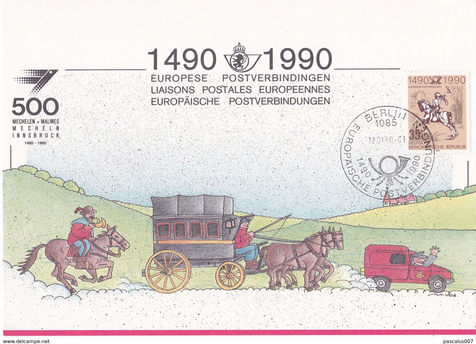 60004 - 1 - Carte Souvenir - Cs - Hk 2350 - Liaison Postale Européenne Innsbruck-Malines - émission Belge - Fogli Completi & Foglietti