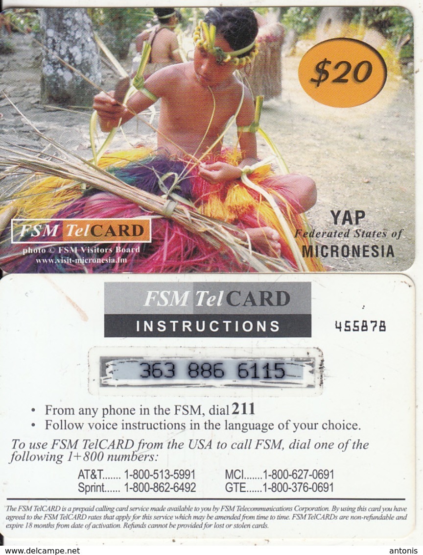 MICRONESIA - Kaday Village Traditional Dress Making, FSM Tel Prepaid Card $20(reverse 2), Used - Micronesië