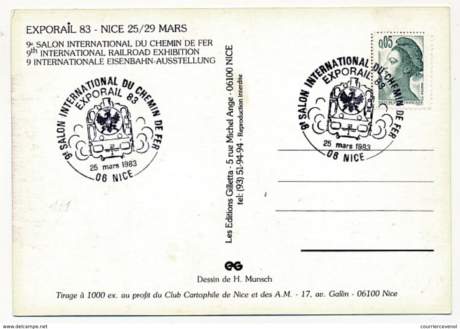 FRANCE - Cachet Temp. 9eme Salon International Du Chemin De Fer - EXPORAIL NICE 25/3/1963 S/CPM - Trenes