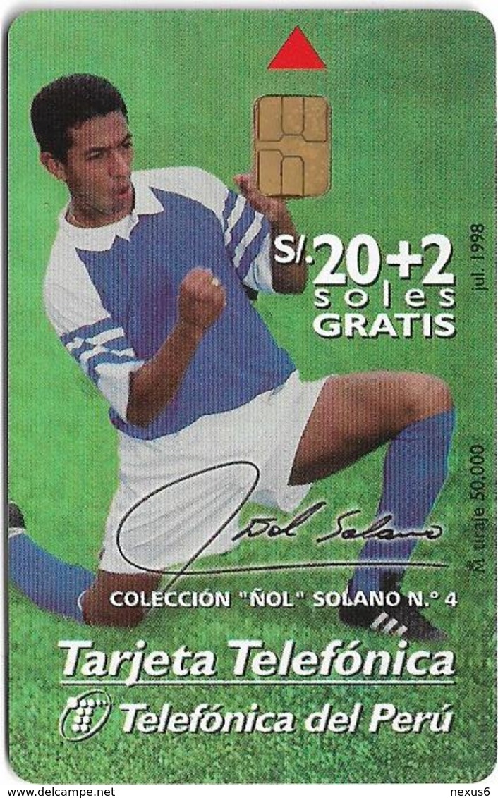 Peru - Telefónica - Football, Colección Ñol Solano #4, 20+2Sol, 50.000ex, Used - Peru