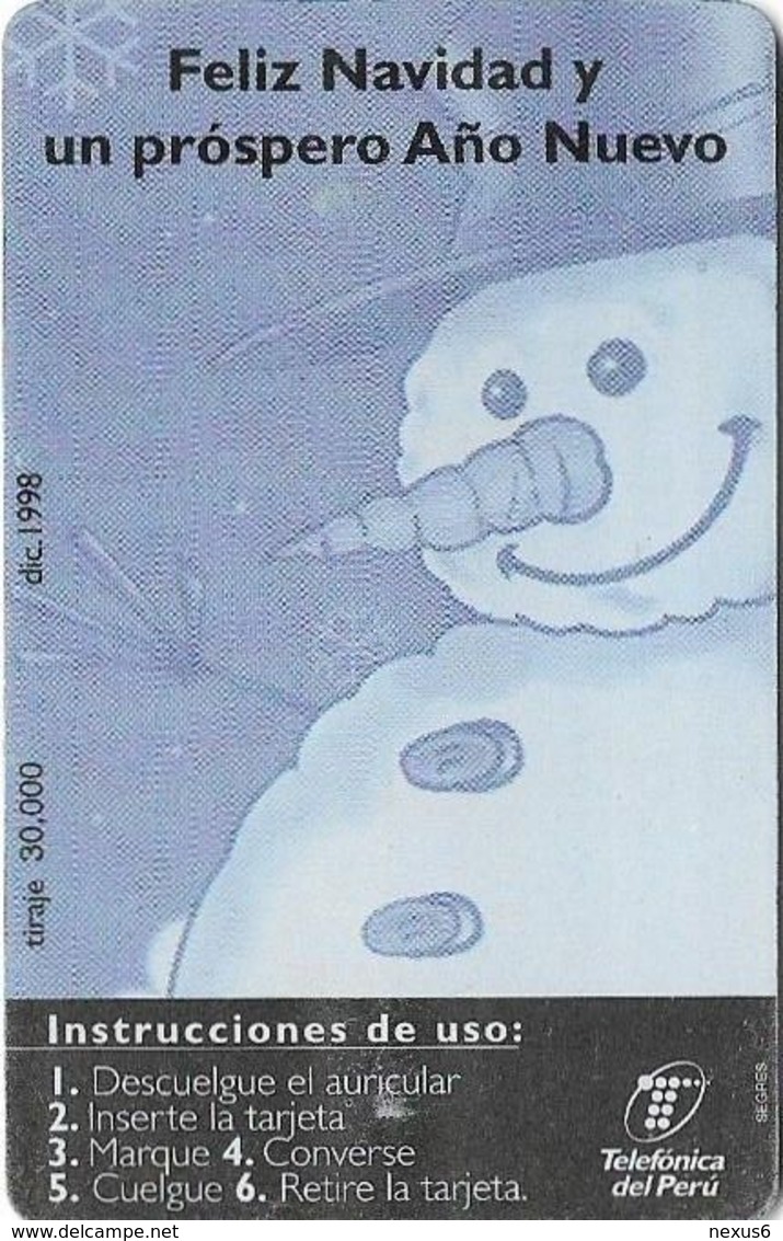 Peru - Telefónica - Muñeco De Nieve, Snowman, 7Sol, 12.1998, 30.000ex, Used - Pérou