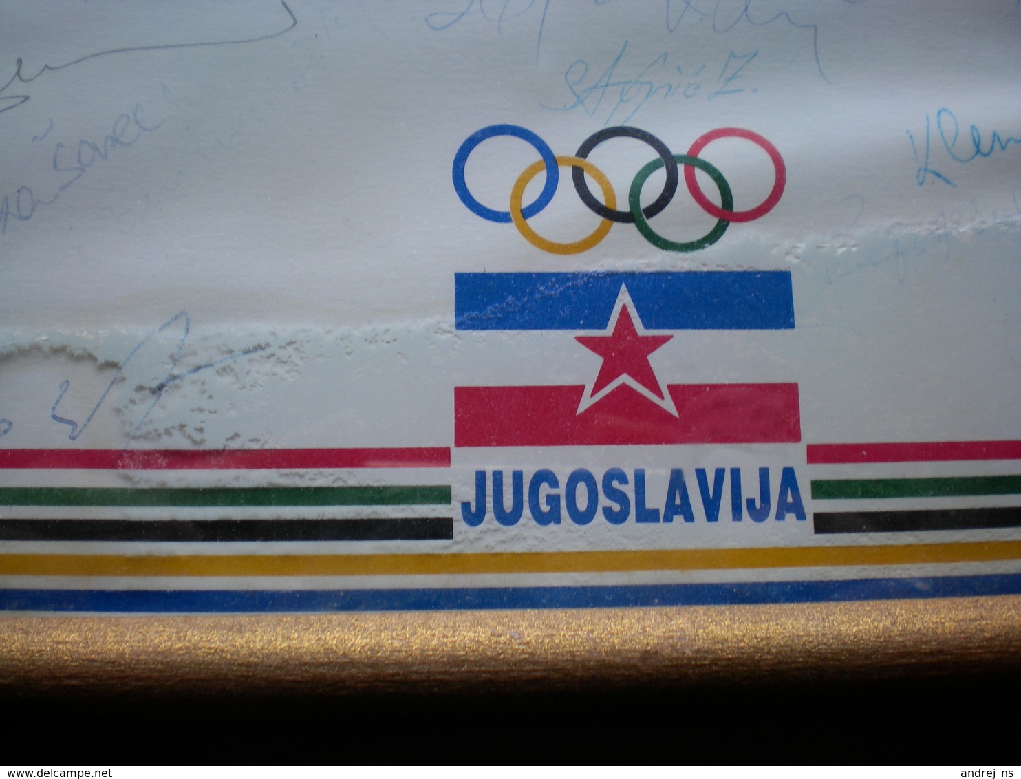 Signatures Authographs Calgary 1988 Yugoslav Olympic Team Sends You Many Greetings From The Plympic Winter Games - Autógrafos