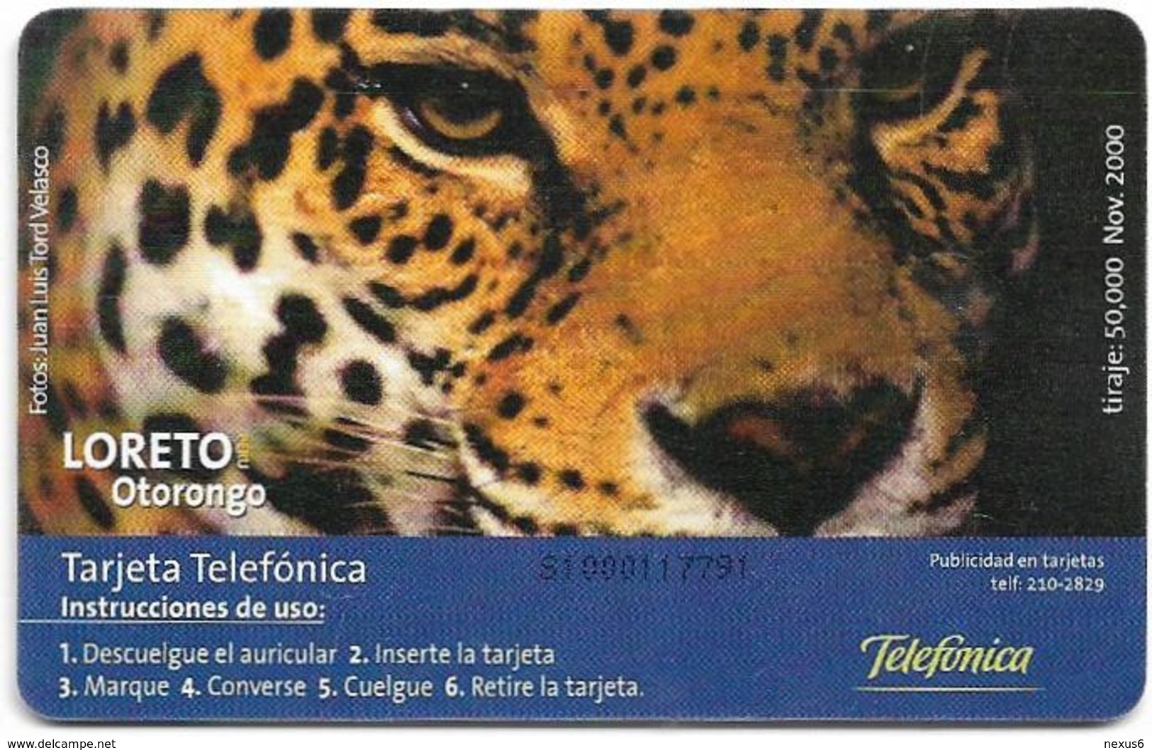 Peru - Telefónica - Tambopata - Tigrillo, Loreto Otorongo, Chip Gem5 Red, 10Sol, 11.2000, 50.000ex, Used - Peru