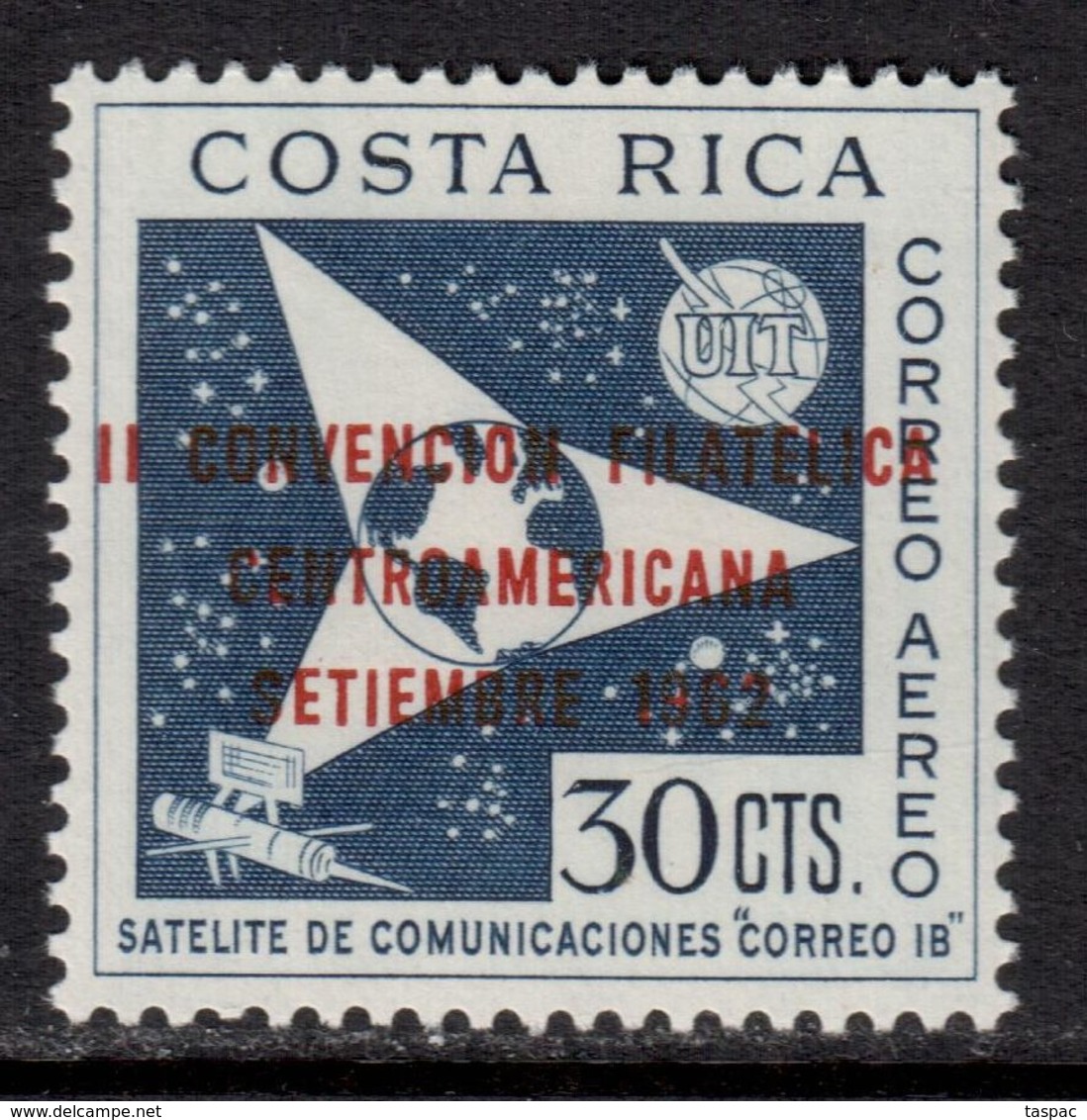 Costa Rica 1962 Mi# 605 ** MNH - Short Set - Overprinted - 2nd Central American Phil. Convention / Space - North  America