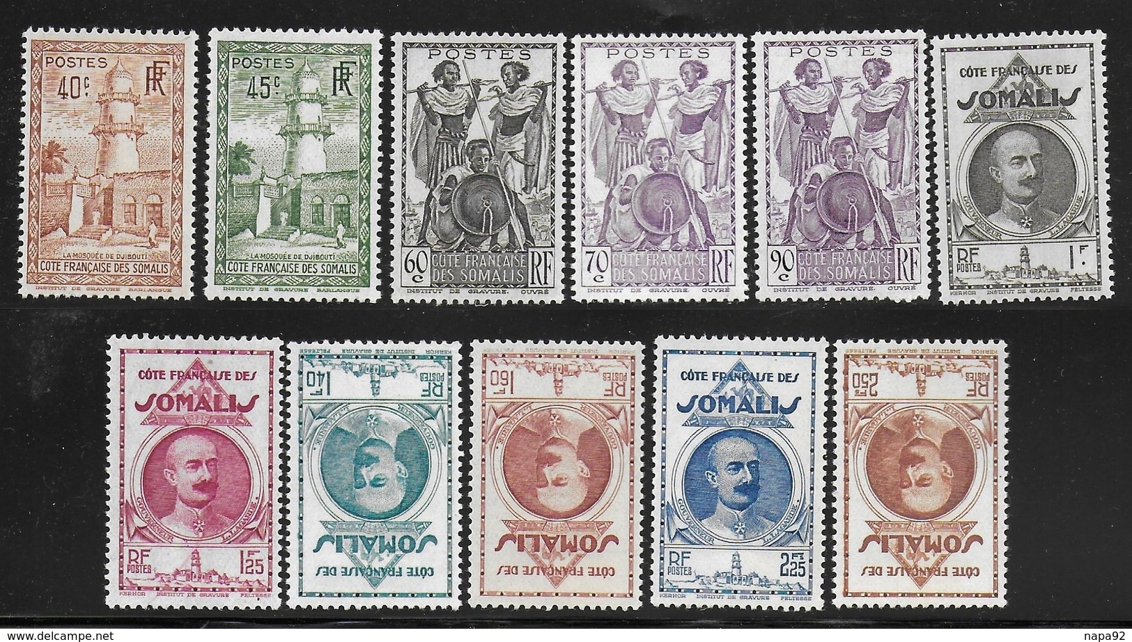 COTE FRANCAISE DES SOMALIS 1940 YT 177/187*/** - Unused Stamps