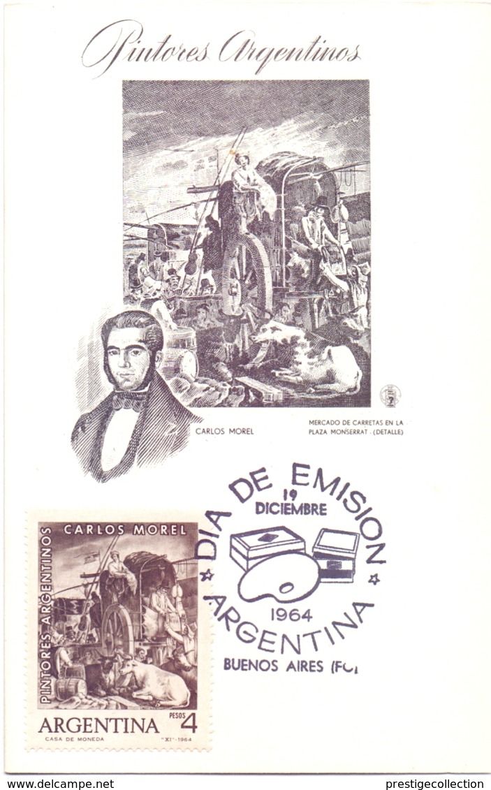 POST CARD MAXIMUM CARLOS MOREL ARGENTINA 1964 FDC     (MAGG20053) - Grabados