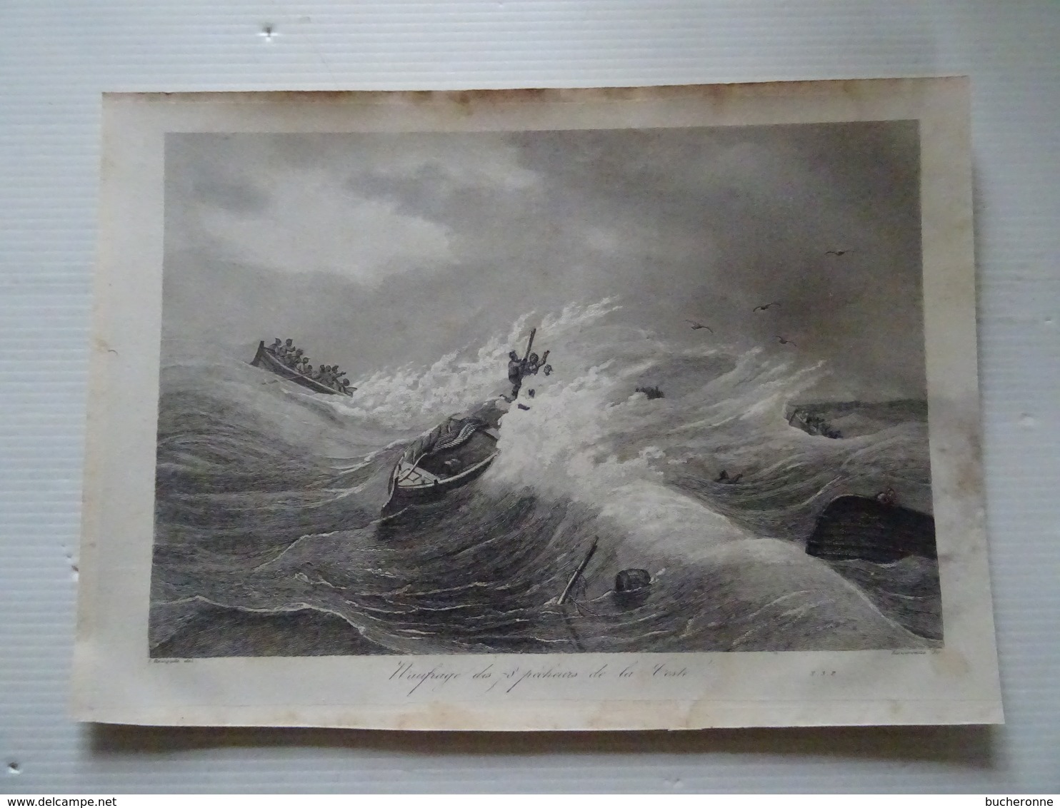 Ancienne Gravure  FRANCE MARITIME Naufrage Des 78 Pecheurs De La Teste 1830 En L'état - Prints & Engravings