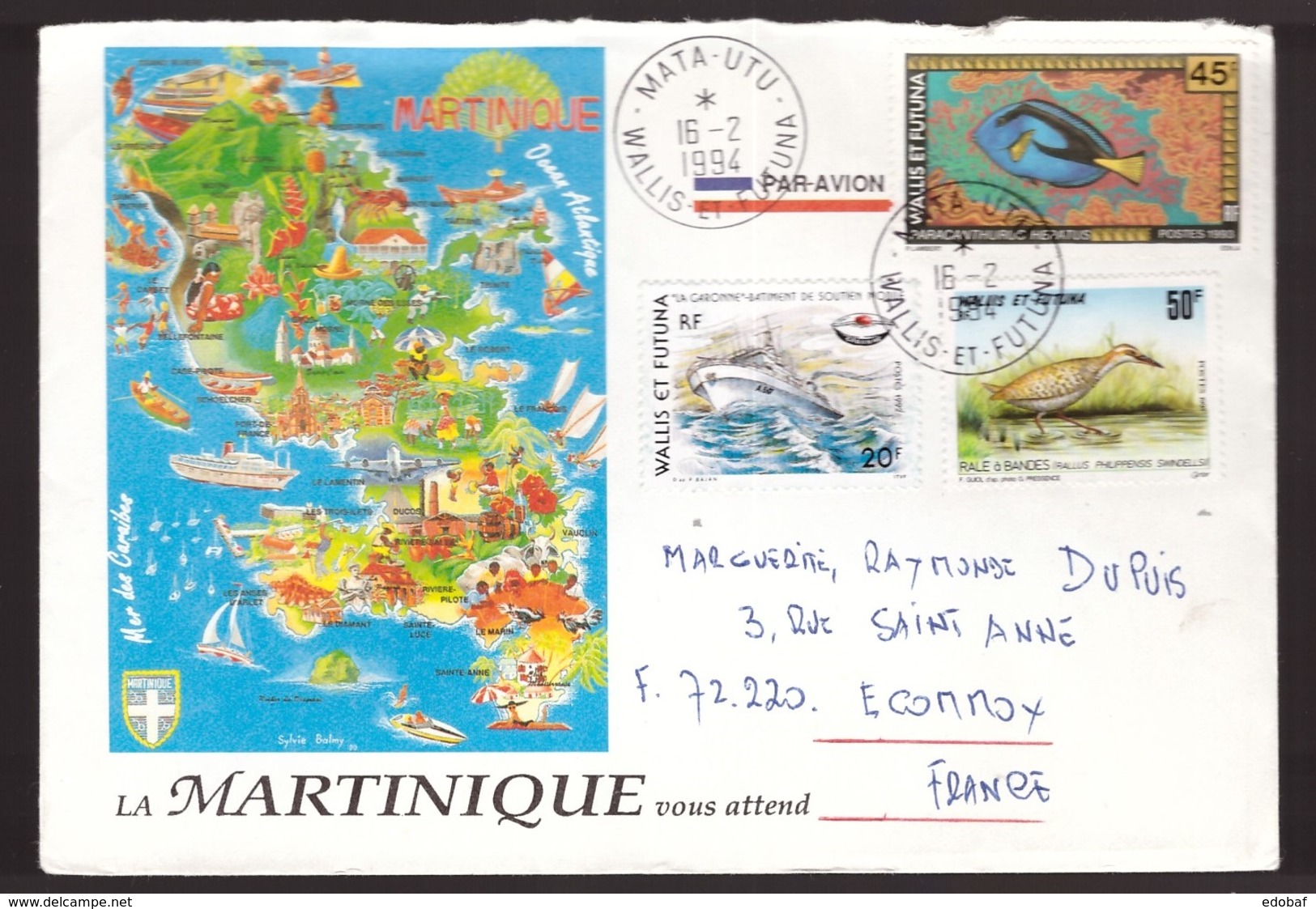 Wallis Et Futuna, 1994 Multifranked Cover To France       -CR89 - Lettres & Documents