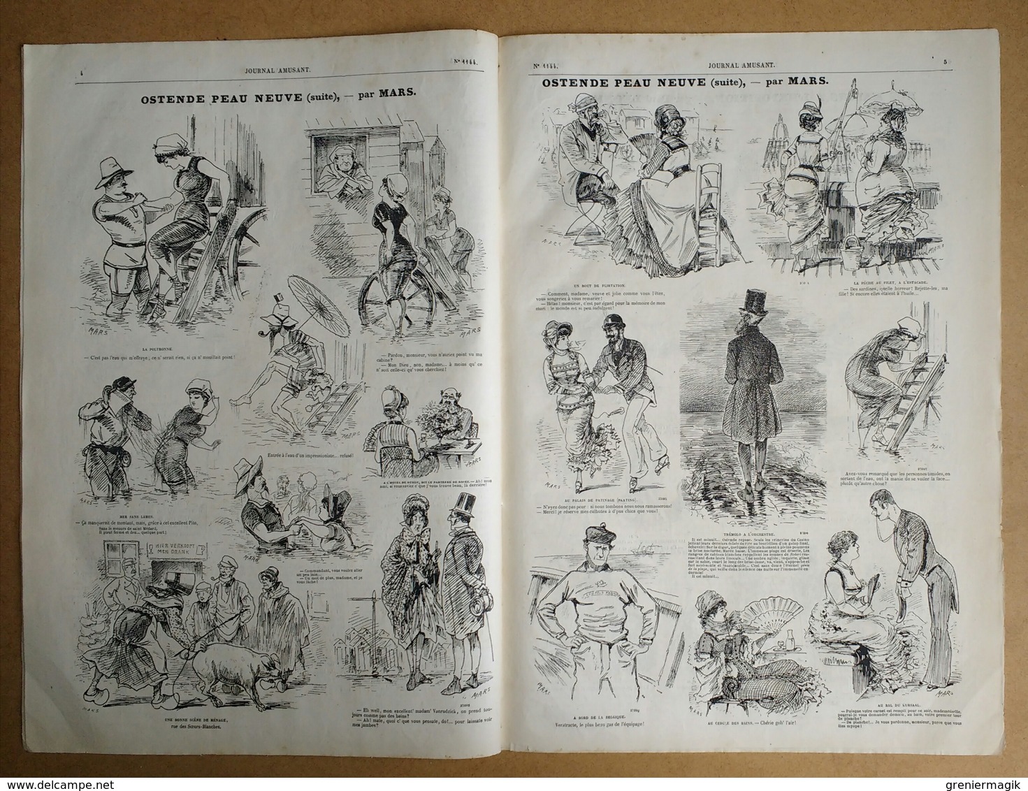 Le Journal Amusant N°1144 Du 3/08/1878 Ostende Peau Neuve Par Mars - Nos Marins à L'exposition Par Paul Léonnec - 1850 - 1899