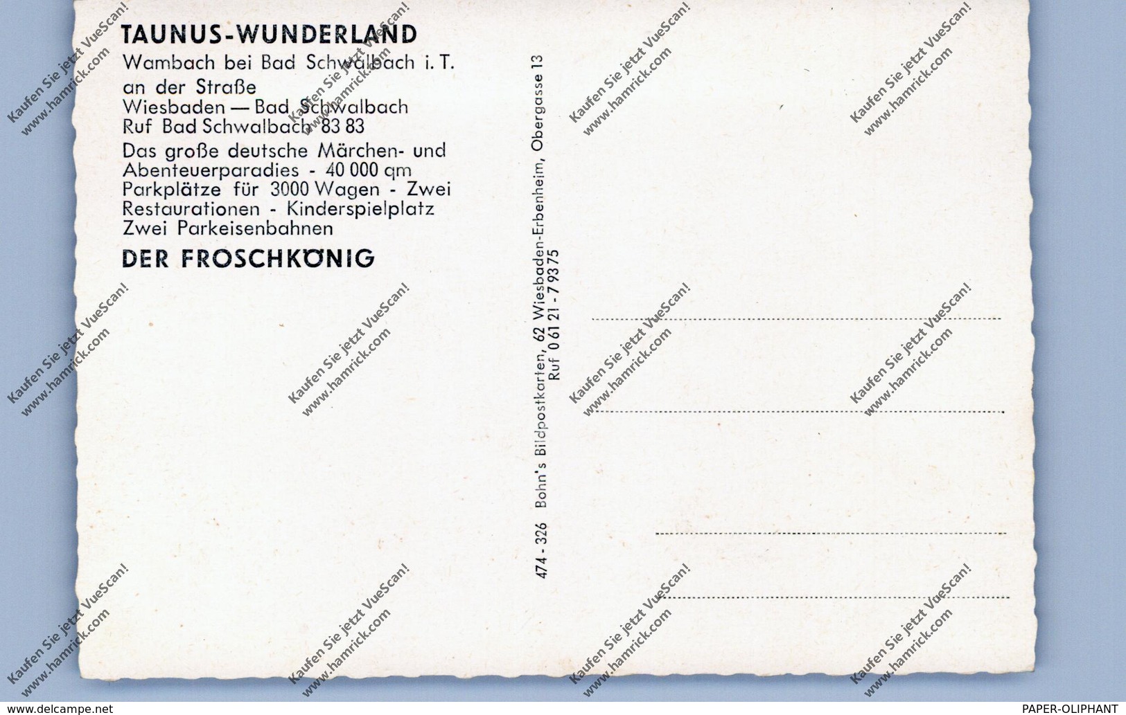 6229 SCHLANGENBAD - WAMBACH, Taunus-Wunderland, Märchen - Schlangenbad