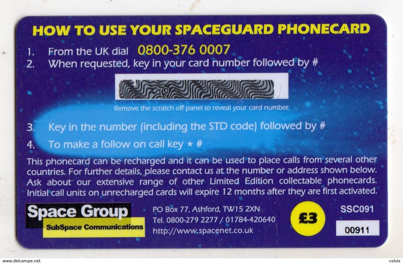 UK Prépaid SPACEGUARD MINT ESPACE COMETE - Sterrenkunde