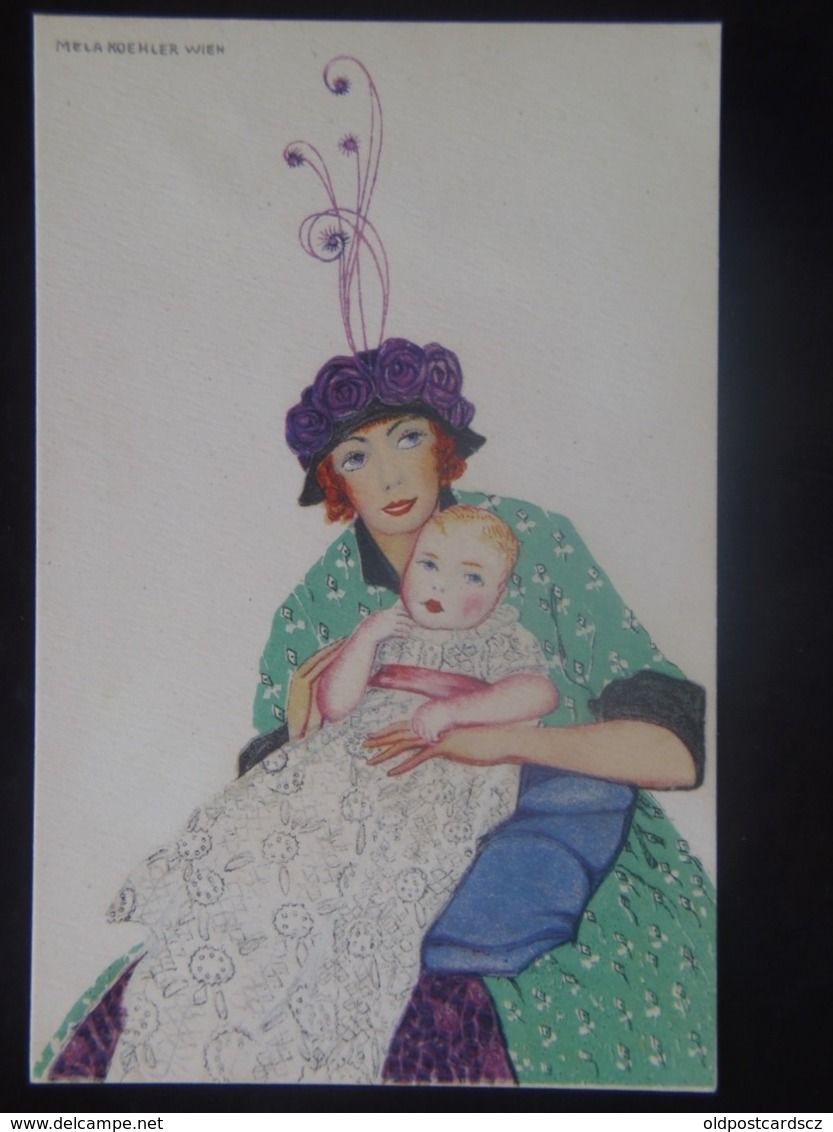Mela Koehler Serie B.K.W.I. 201 Woman with children 1910 Wiener Werkstatte Werkstaette Werkstaetten artist Jugendstil