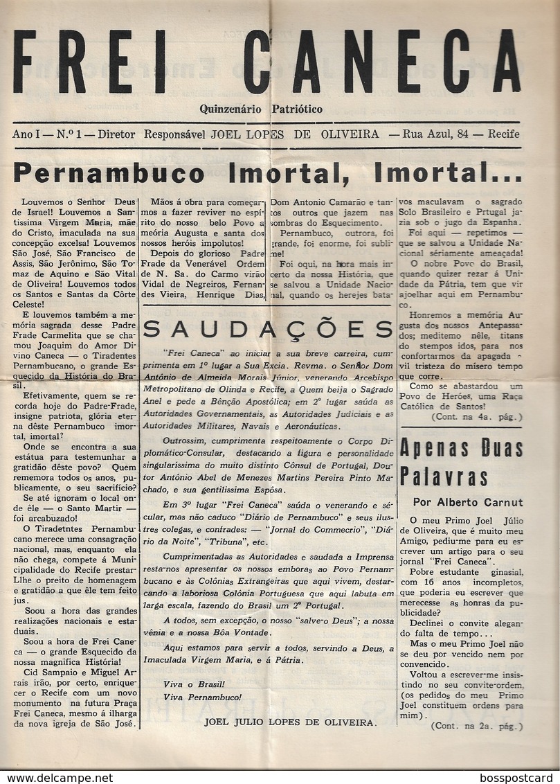 Recife - Pernambuco - Jornal Frei Caneca Nº 1 - Imprensa - Brasil - Algemene Informatie