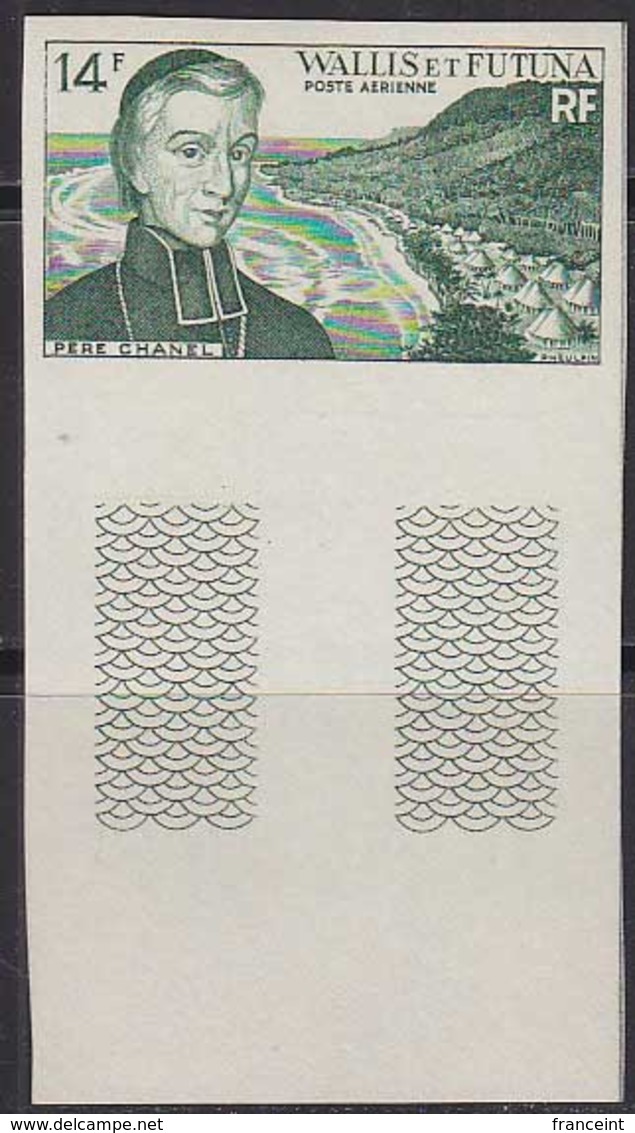 WALLIS & FUTUNA (1955) Père Chanel. Trial Color Proof. Scott No C12, Yvert No PA15. - Imperforates, Proofs & Errors