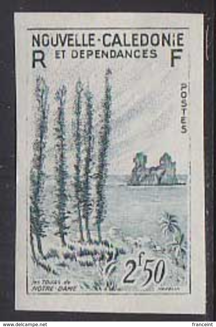 NEW CALEDONIA (1955) "Towers Of Notre-Dame". Trial Color Proof. Scott No 300, Yvert No 284. Interesting Plant! - Ongetande, Proeven & Plaatfouten
