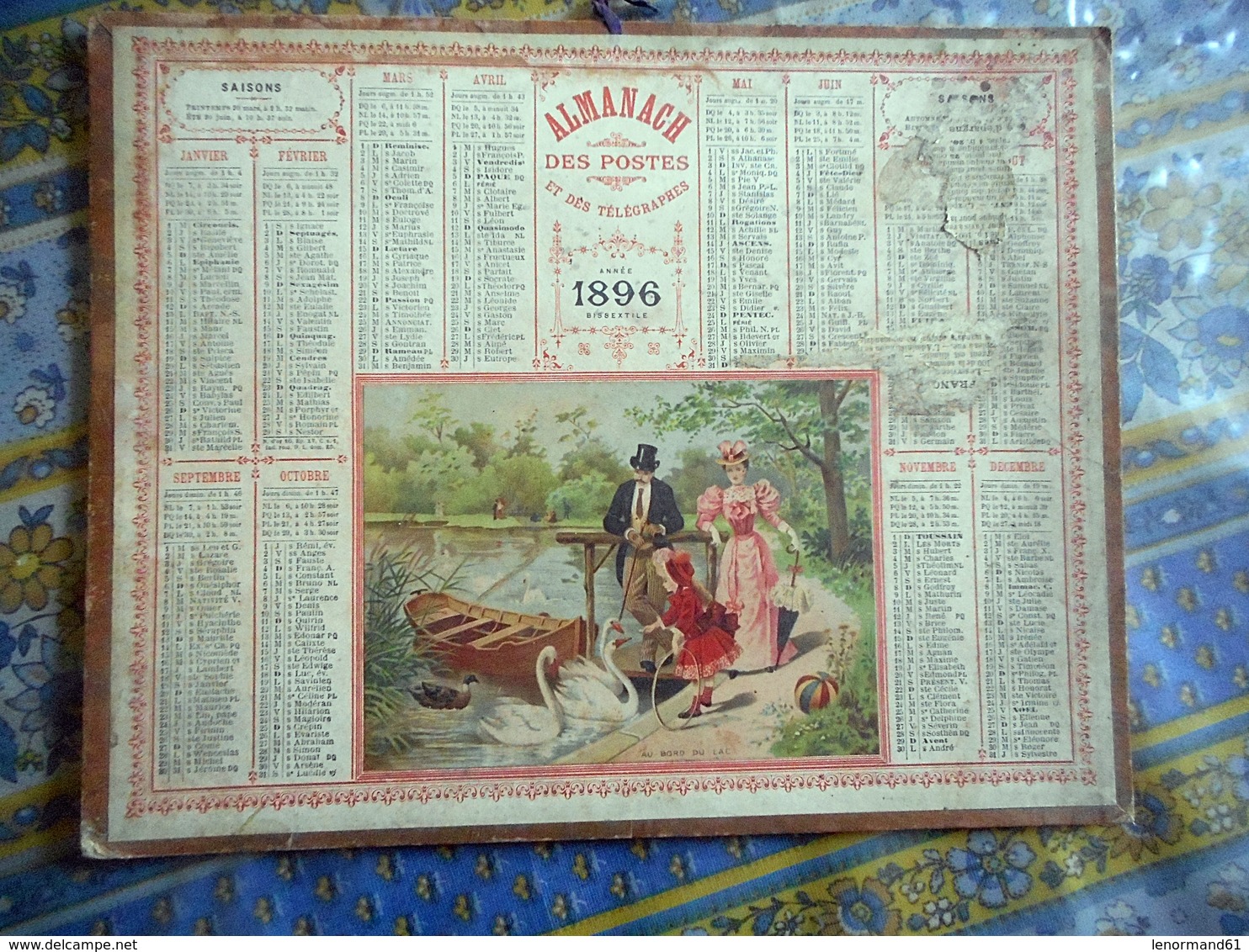 ALMANACH DES POSTES ET DES TELEGRAPHES CALVADOS 1896 AU BORD DU LAC - Big : ...-1900