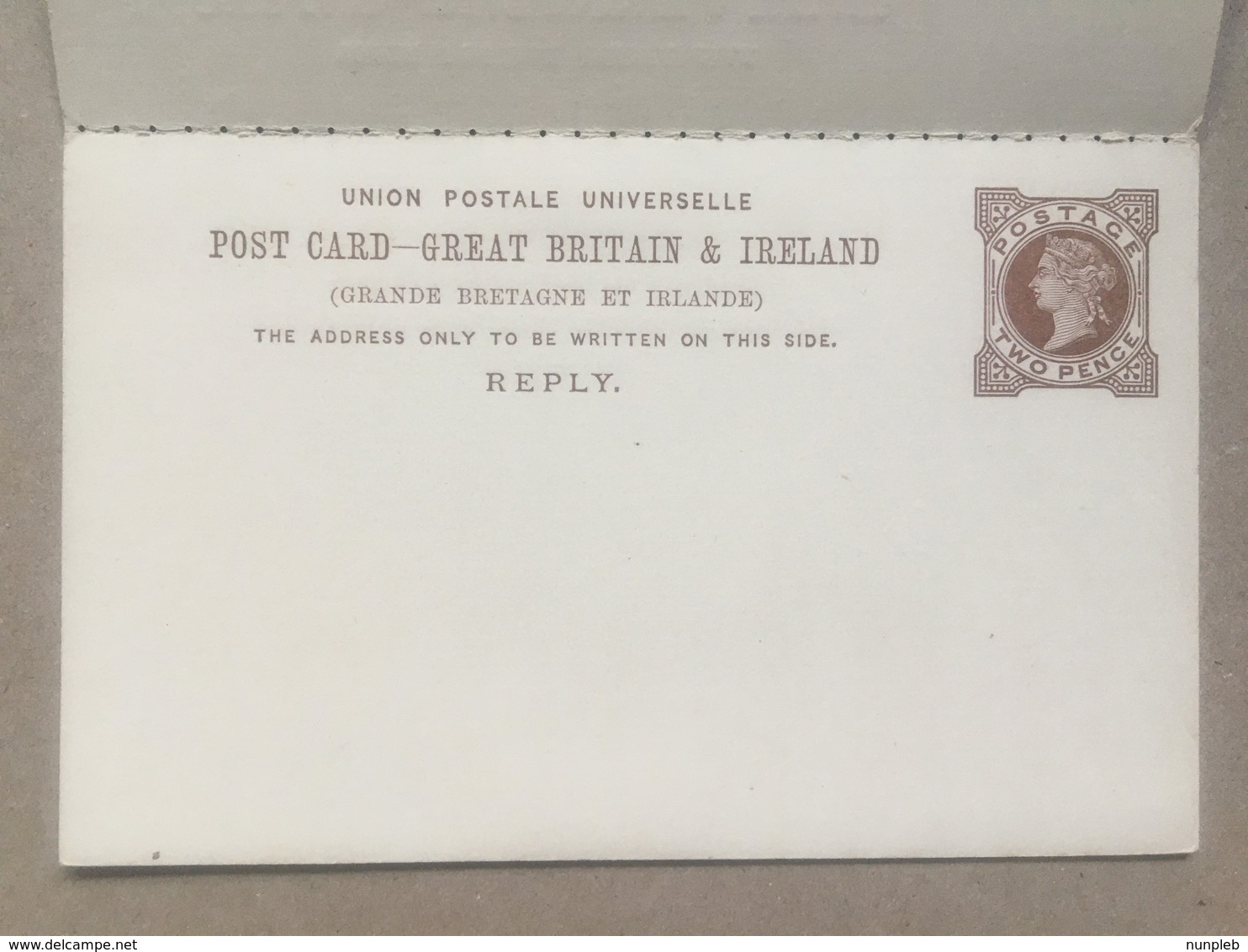 GB Victoria UPU Pre-paid 2 Pence Postcard Complete Unused With Reply Card - Lettres & Documents