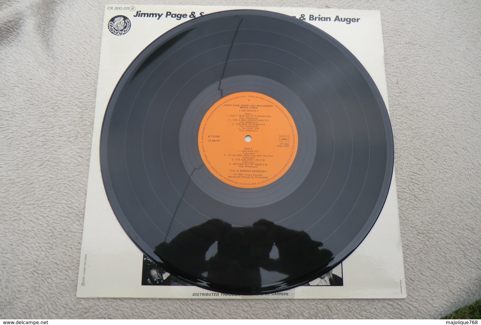 Jam Session - Jimmy Pages & Sonny Boy Williamson & Brian Auger - Charly Records CR 3000.011 B -  Réédition 1976 - Blues