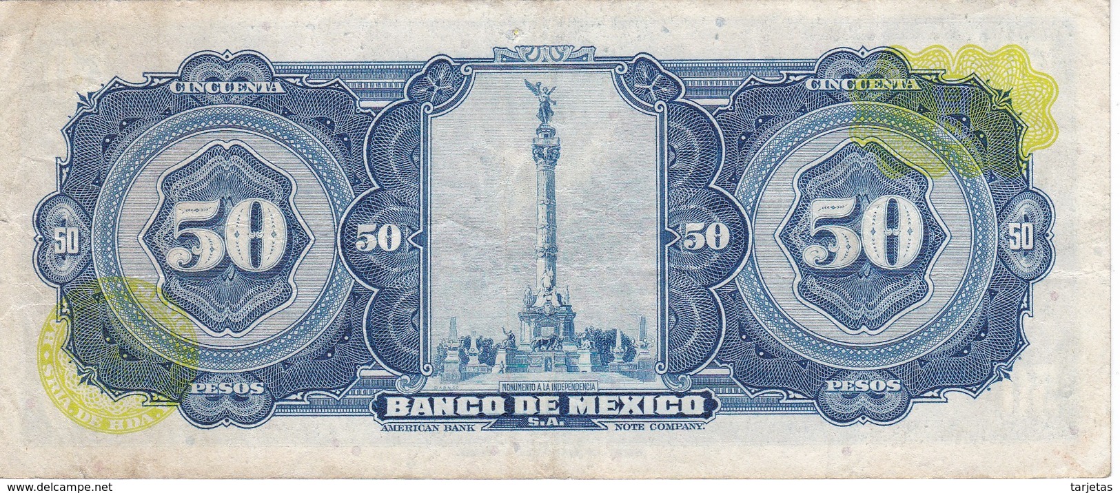 BILLETE DE MEXICO DE 50 PESOS  DEL AÑO 1972 (BANKNOTE) DIFERENTES FIRMAS - Messico