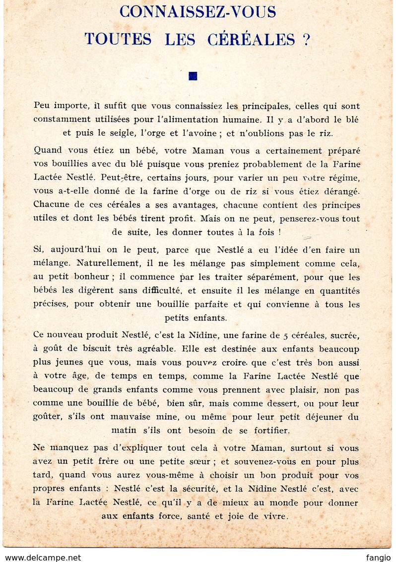 PUBLICITE -- (Nestlé) -"La Cigale Et La Fourmi" édition:Beuville ?. "- - Non Classés