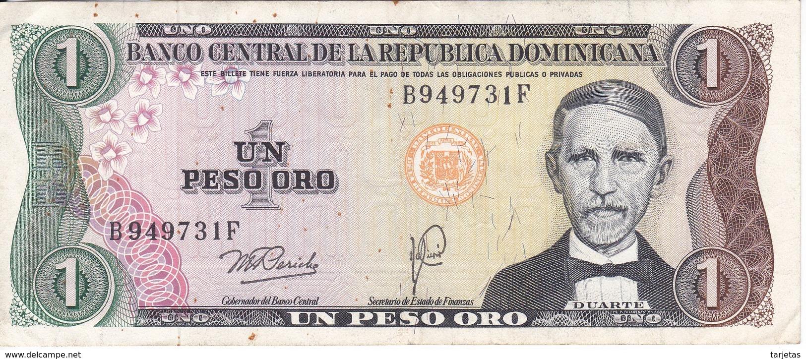 BILLETE DE LA REPUBLICA DOMINICANA DE 1 PESO ORO DEL AÑO 1979  (BANKNOTE) - Dominicaine