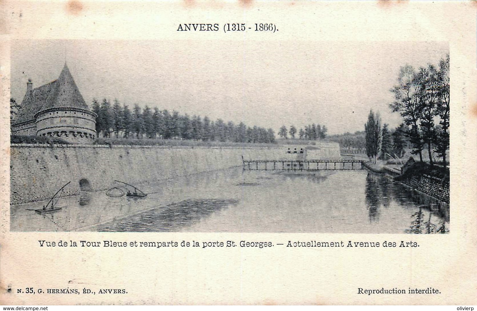 Anvers En 1860 - Vue De La Tour Bleue Et Remparts De La Porte St. Georges - Antwerpen