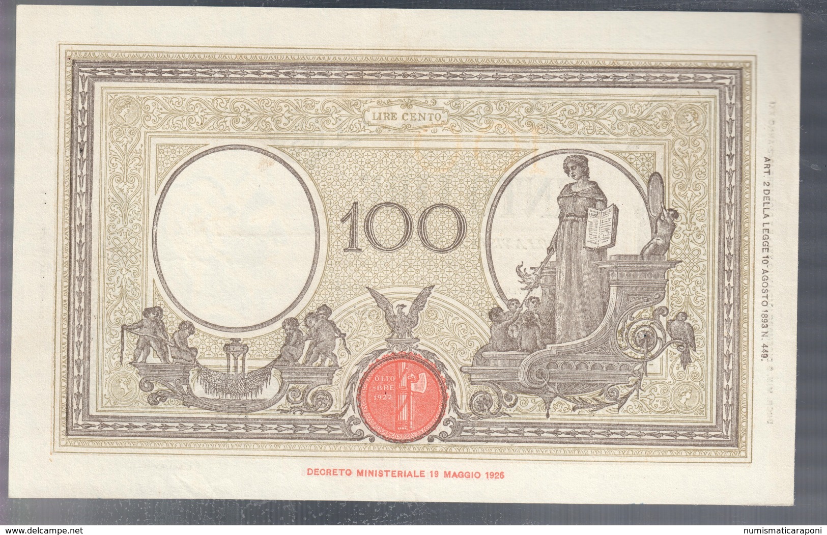 100 Lire Grande B Fascio 09 12 1942 Bel Spl/sup Leggermente Pressato LOTTO 3248 - 100 Liras