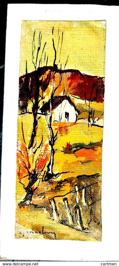 PERINO BRUNO GOUACHE SIGNEE  SUR TOILE CARTE DE  VOEUX 1965 AUTHENTIQUE ET ORIGINALE 18 X 7 CMDETAILS SUR DEMANDE - Gouaches